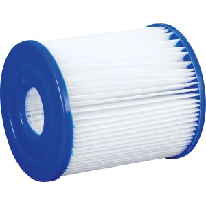Cartuccia filtro Bestway tipo I, confezione da 2 per pompe filtro piscina. Alette bianche, estremità blu.