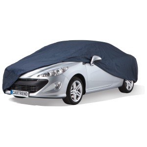 Housse de voiture intégrale Cartrend bleue taille L protégeant la voiture des intempéries et de la poussière.