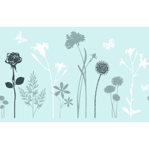 Pellicola statica d-c-fix Premium Blossom, 150x45cm, con motivo di fiori e farfalle.