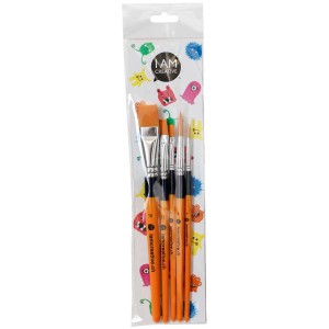 Pinselset Kids, 5-teilig, für Schmuckbasteln, mit Synthetikborsten und Holzgriffen.