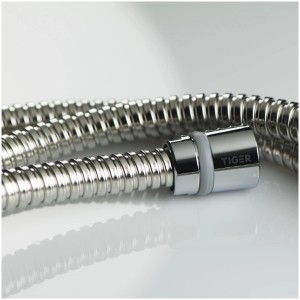 Flexible de douche Tiger Splash, métal chromé, 150 cm. Flexible pour douchette.