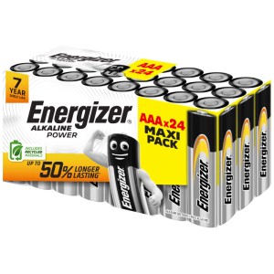 Energizer Batterie Alcaline Power Micro AAA, confezione da 24. Energia affidabile per dispositivi di uso quotidiano.