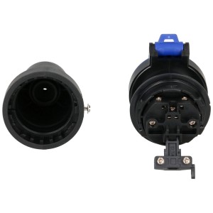Prise T13, 3 pôles, IP55, noir-bleu, 250V, pour chantier et industrie