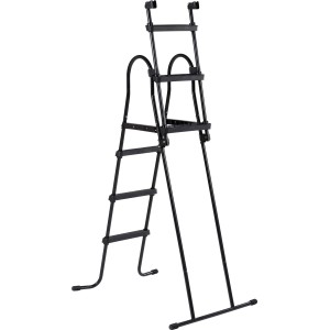 Échelle de piscine EXIT noire pour hauteurs de cadre 91-107 cm avec rampe et marches antidérapantes.