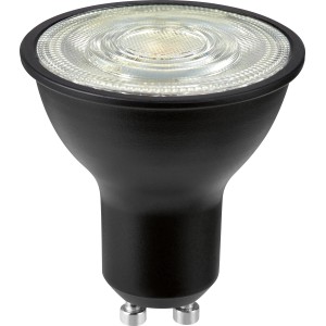 Lampadina LED GU10 nera, 6,2 W, bianco caldo, 5,4x5 cm, per illuminazione d'atmosfera.