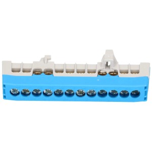 Morsettiera blu per conduttore neutro a 12 poli in ottone, senza alogeni, per connessioni elettriche.