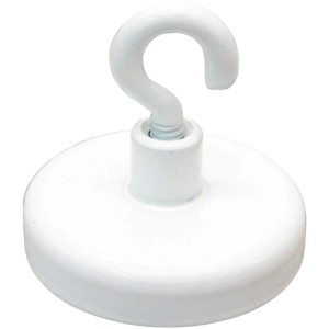 Magnete da soffitto bianco con gancio, Ø 25 mm, per utensili domestici.