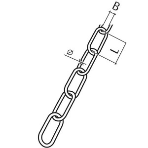 Zeichnung einer Conacord Ringkette aus Stahl, Ø 2,8 mm, Länge 35 mm, Meterware.