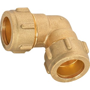 Raccordo a compressione a gomito in ottone, Ø 18 mm per sistemi di tubazioni.