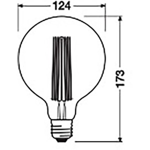 Dessin technique Osram LED E27 globe, 8.8W, 17.3x12.4cm (H x Ø), dimensions de la lampe