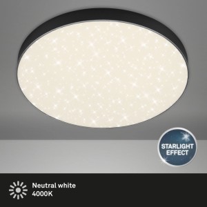 Plafonnier LED noir Briloner Flame Star avec effet ciel étoilé, Ø 38,7 cm.