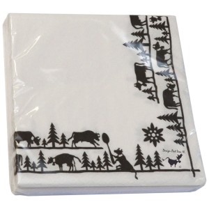 Tovaglioli di carta Heidi Cheese Line, bianco-nero con motivi animali, 20 pezzi