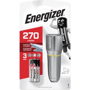 Lampe de poche Energizer Vision HD Metal avec piles, 270 Lumens, 3 modes.