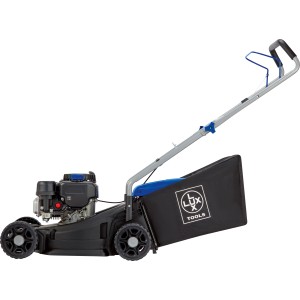 Tagliaerba a benzina LUX-TOOLS B-RM-132/40 con larghezza di taglio 40 cm e sacco di raccolta.