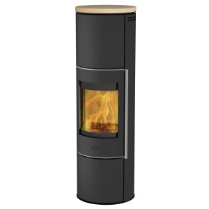 Fireplace Kaminofen Perondi RLU Sandstein, Stahl, 5 kW, mit Holzfeuer.