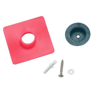 Kit d'entretoise murale à clipser pour montage de miroir avec vis, cheville et rondelle.