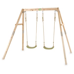 Balancelle en bois Exit Toys Silvi Duo en cyprès avec deux sièges.