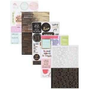Stickerbook Dictons I, 5 feuilles d'autocollants en papier avec motifs colorés pour bricoler et décorer.