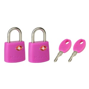 2er-Pack Master Lock TSA-Vorhängeschlösser in Pink mit Schlüsseln für Reisegepäck.