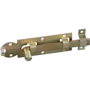 Catenaccio per finestra zincato giallo con pomello, 80x30mm, per la sicurezza delle finestre. Ferramenta per esterni.