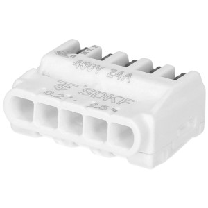 Morsetto di connessione SDKF a 5 poli senza viti bianco-antracite per conduttori fino a 2,5 mm².