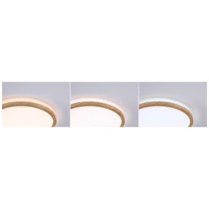 Panneau LED Paulmann Atria Shine bois, Ø 30 cm, différentes couleurs de lumière.