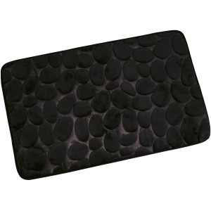 Tappeto da bagno nero effetto ciottoli, 60x40 cm, in microfibra per il bagno.