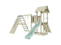 PolarPlay Spielturm Farö Schaukel Kletterturm Rutsche Mintgrün