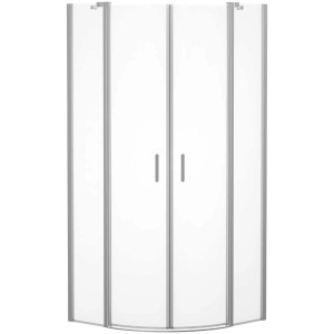 Cabine de douche quart de cercle Baliv DUK-90.50R avec profilés chromés, 90x90x195 cm. Design élégant sans cadre.