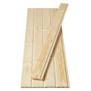 Perlinato maschiato, 12,5x96x1800 mm, abete/pino, per rivestimento pareti e soffitti.
