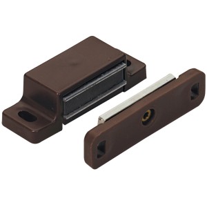 Loqueteaux magnétiques marron avec contre-plaque mobile, 4 pièces pour accessoires de meubles.