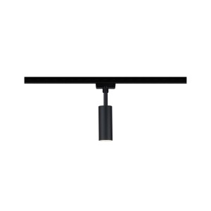 Spot LED Paulmann URail Tubo noir sur un système de rail.