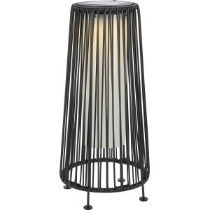 Lampe décorative solaire LED Aviano noire, 45 cm de haut, avec lumière blanc chaud pour jardin et terrasse.