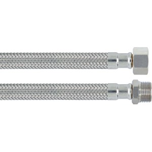 Tuyau flexible LUX pour robinet, 1000 mm, acier inoxydable, avec écrou-raccord et filetage mâle.