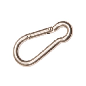Moschettone in acciaio inox, DIN 5299, per funi fino a 14 mm, portata max 350 kg.