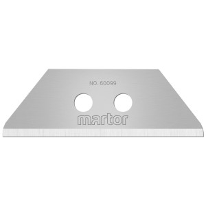 Lama trapezoidale Martor n. 60099 in acciaio, utilizzabile su 2 lati. Accessorio per coltelli per tagli versatili.