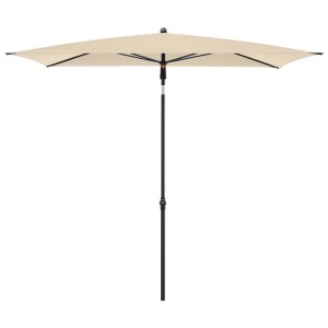 Doppler Myzone Balkonschirm, rechteckig, naturfarbenes Dach, anthrazitfarbener Stahl-Mittelmast. 190x125 cm.