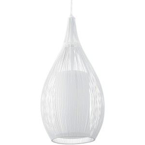 Lampada a sospensione bianca Eglo Razoni con copertura in vetro satinato. Elegante lampada a sospensione per lampadine E27.