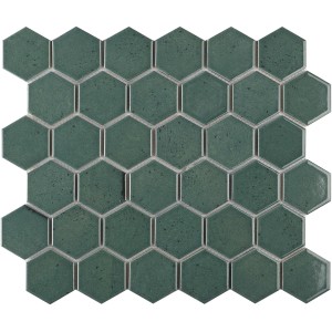 Mosaïque Castello Hexagon, céramique vert foncé pour murs, 32x28 cm.