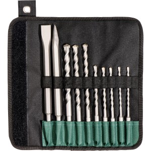 Metabo Jeu de 10 pièces Classic SDS-plus burins et forets en sacoche enroulable.