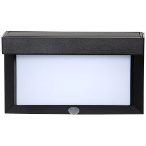 Applique murale solaire LED noire Valla avec détecteur de mouvement, adaptée pour l'intérieur et l'extérieur.