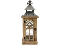 Holz-Laterne mit Metalldach Braun Gr. S