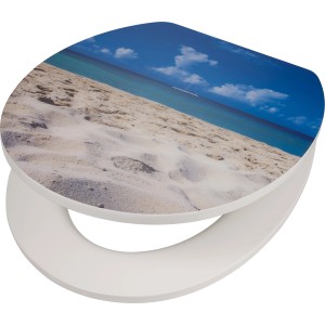 Sedile WC baliv Samaria con motivo spiaggia, anima in MDF, chiusura rallentata.