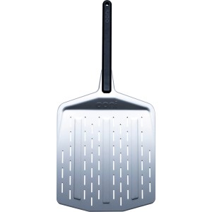 Pala per pizza Ooni 35 cm perforata, alluminio con manico nero per pizza croccante.