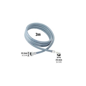 Tuyau d'arrivée d'eau gris de 3 m pour lave-linge/lave-vaisselle avec raccord vissé de 24,1 mm (G 3/4).
