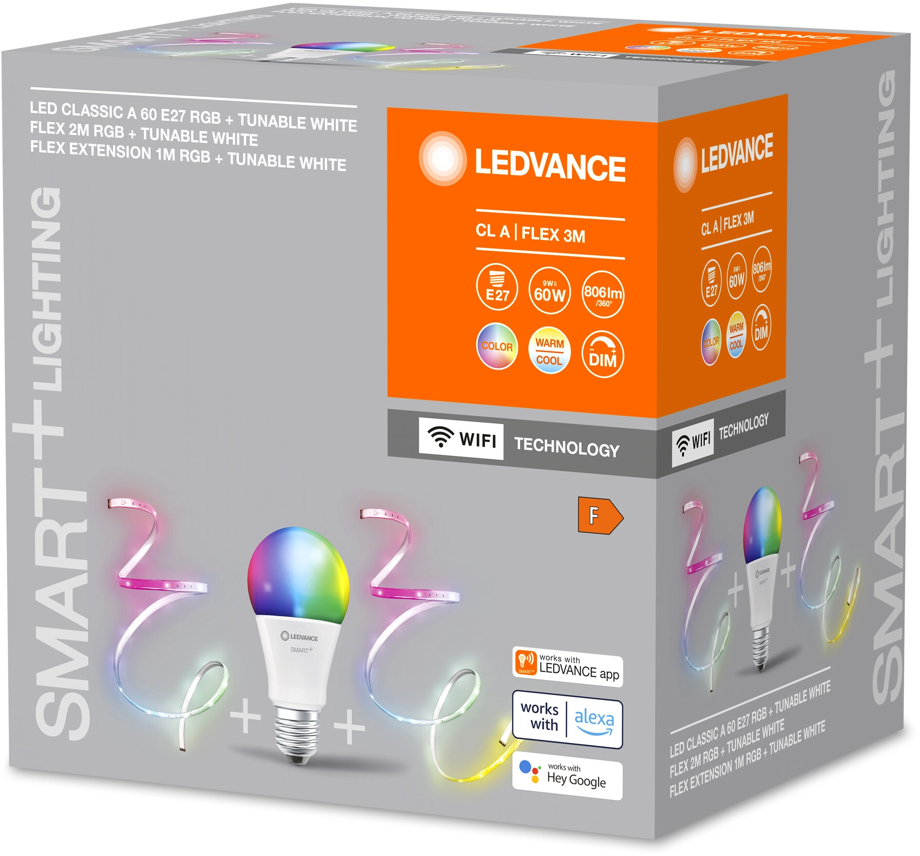 Ledvance Ampoule Smart+ WiFi Classic E27 / 9 W avec 2 x bandes lumineuses à  LED