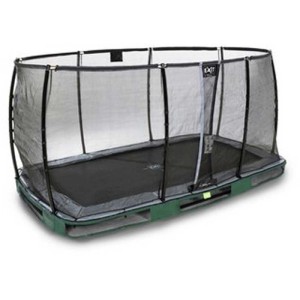 Trampolino interrato verde Exit Elegant Premium 214x366 cm con rete di sicurezza.
