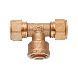Té Diaqua PEX 16 x 1/2IG en laiton pour tubes multicouches.