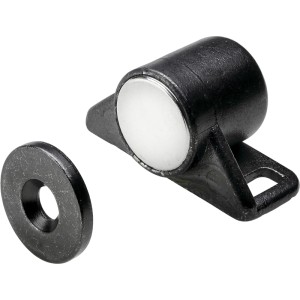 Loquet magnétique à visser, gunmetal, force 0,6 kg, avec contre-plaque. Réglable pour meubles.