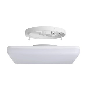 Plafonnier LED blanc Eglo Expert Castagneto, 26x26 cm, pour pièces humides, avec platine de montage.
